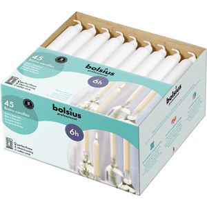 Bolsius Professional Dinerkaarsen Wit - 45 stuks - 18cm lang - Weinig rook en druipvrij