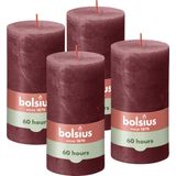 Bolsius - Rustieke Kaars - 4 Stuks - Rood - 13cm - Kerstversiering