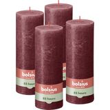 Bolsius - Rustieke Kaars - 4 Stuks - Rood - 19cm - Kerstversiering