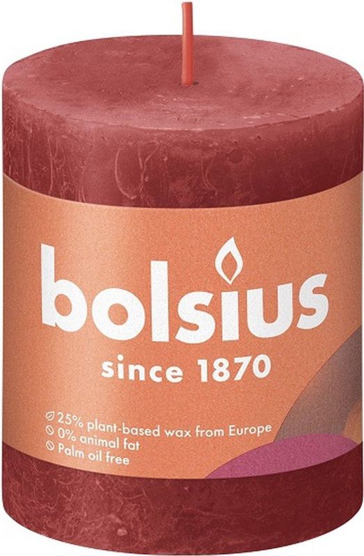 4 stuks Bolsius rood rustiek stompkaarsen 80/68 (35 uur) Eco Shine Delicate Red