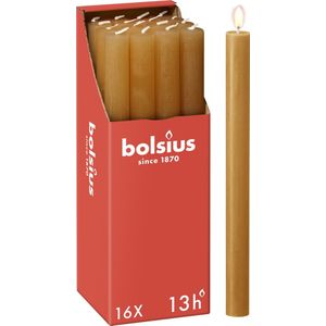 Bolsius - 16 Dinerkaarsen Rustiek - Geel