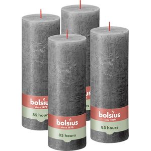 Bolsius - Rustieke Kaars - 4 Stuks - Antraciet - 19cm