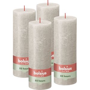 Bolsius - Rustieke Kaars - 4 Stuks - Licht Grijs - 19cm