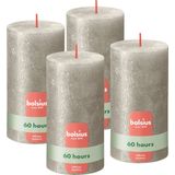 Bolsius - Rustieke kaars Shimmer - 4 Stuks - Metallic - Champagne Zilver - 13cm
