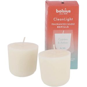 Bolsius - Clean Light - Geurkaars - Navulling - 2 stuks per verpakking - Cypress & Amber
