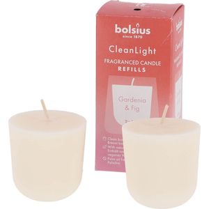 Bolsius - Clean Light - Geurkaars - Navulling - 2 stuks per verpakking - Gardenia & Fig