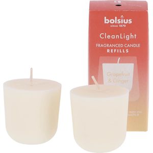 Bolsius - Clean Light - Geurkaars - Navulling - 2 stuks per verpakking - Grapefruit & Ginger
