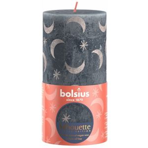 Bolsius Silhouette Stompkaars met Print 13x6.8 cm Leisteenblauw