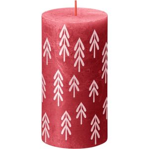 Bolsius - Rustiek stompkaars - Printed - 130/68 - 1 Stuk - Delicate Red