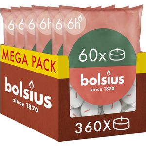 Bolsius - 360 Waxinelichtjes - Theelichtjes - 6 uur - Wit - 6 - Grootverpakking