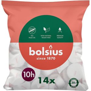 Bolsius witte 10-uurs maxi waxinelichtjes 14 stuks in zak