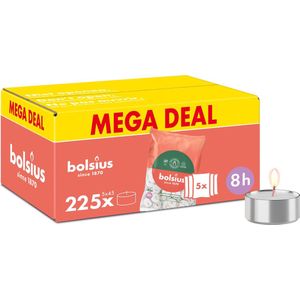 Bolsius - Grootverpakking Waxinelichtjes - 225 Stuks - Theelichtjes - Wit - 8 branduren - Duurzamere Theelichten