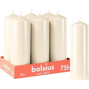 Bolsius - Gladde Stompkaarsen - Ivoor - 6 Stuks - 75 Branduren - Vegan Wax