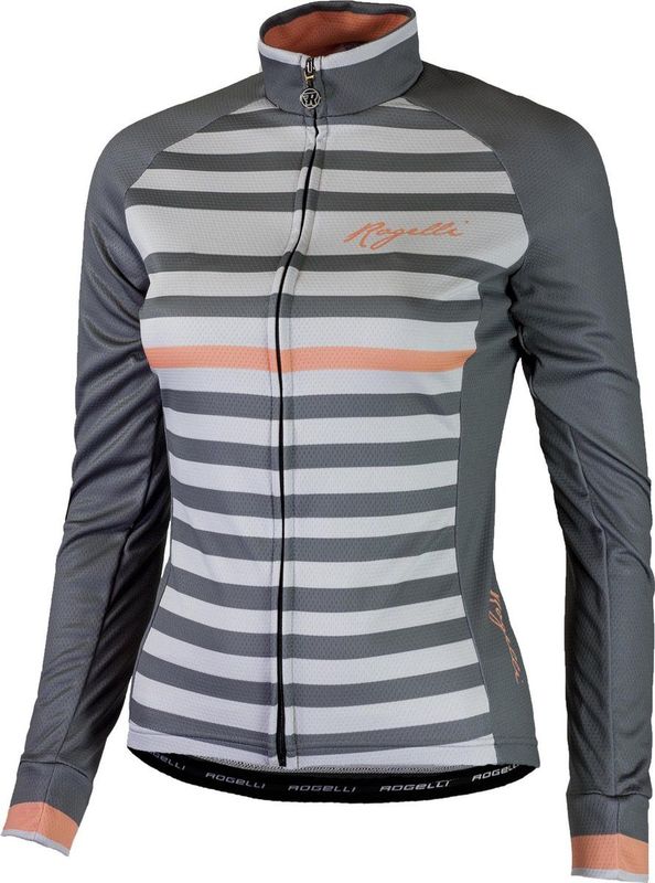 Rogelli - Ispira - Fietsshirt - Grijs/Koraal - Polyester - Lange Mouwen