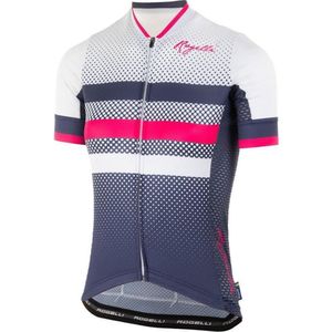Ds Wielershirt KM Dot- Blauw/Roze XS