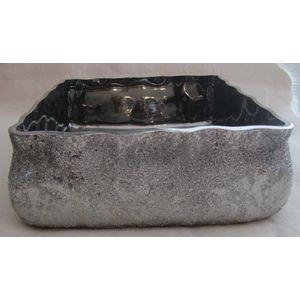 ZoeZo Design - bloembak - bloempot - overpot - zilverkleurig - aardewerk - vierkant - H9 x 23,5 x 23,5 cm