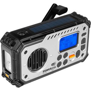 POWERplus Bison USB Solar Dynamo DAB+ FM Radio | Bluetooth Speaker | LED Zaklamp | Powerbank | SOS Alarm | Klok | Noodradio