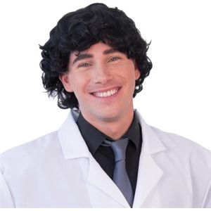 Comedia Carnaval verkleed pruik - Frivole dude - zwart - kort krullend haar - heren - foute party