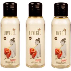 Lovegel - Erotisch massage olie - Kers - 100 ml - 3 Stuks