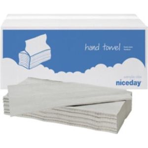 Handdoek Niceday 1 laags V-Vouw Grijs - 20 Stuks van 250 Vellen - Vouwhanddoekpapier