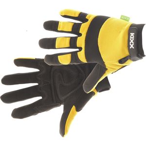 KIXX kunstleren handschoenen maat 10 geel/zwart
