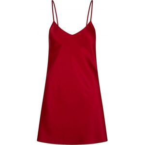 Dames Slipdress Rood Milou-Micromodal-Ademend & Vochtregulerend-Diepe Halslijn & Kanten Details-Maat S