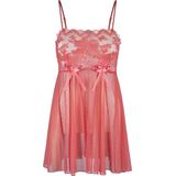 LingaDore - Babydoll - Zwart - Semi-transparant - Kant en Dot Mesh