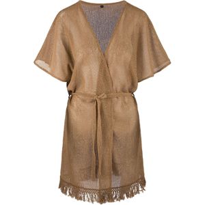 LingaDore - Zahara Gold Kaftan - Amandelkleurig - Met Gouden Lurex Draad