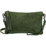 Charm Suède Clutch / Avondtasje Donker Groen