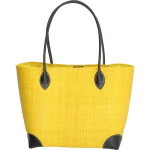 PE-Florence Raffia Rieten mand Limoen| Strandtas | Boodschappenmand | Steekvakken