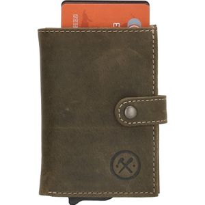 Hide & Stitches Idaho Leren RFID Creditcardhouder - Olijfgroen