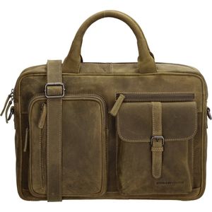 Hide & Stitches Idaho Laptoptas 15,6 inch (34.5x19.4 cm) - Olijfgroen