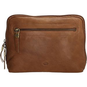 Leren toilettas | merk Micmacbags | kleur Cognac bruin | afmetingen L 24.5 x H 17 cm