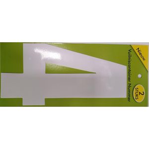 Cijfer 4 - Vuilniscontainer Nummer - 4 - verpakt per 2 stuks - cijfer sticker - nummer sticker - 17,5 cm hoog