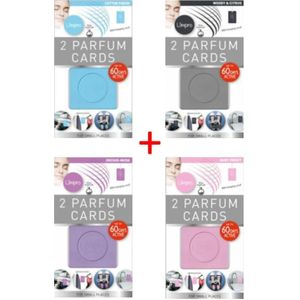 Geurzakjes voor in de Kledingkast ( 4 verschillenden) - Kleding Geurzakje Inclusief Ophanghaak - Kast Parfum met Hanger Haak - Kamer Luchtverfrisser Hangers - Auto Lucht Verfrisser - Schoen Verfrisser - 4 Verschillende Geuren - Geurzakje - Geurkaart