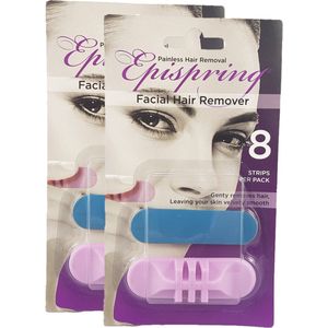 2x Epispring voordeelpak - pijnloze gezichtsontharing - ontharen - 2 x 8 strips - ontharingspads