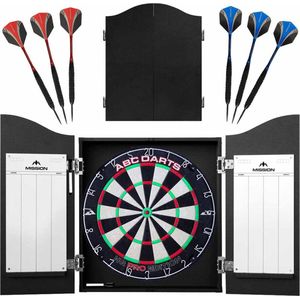 ABC Darts - Dartkabinet Met Dartbord en 2 Sets Dartpijlen - Zwart