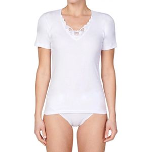 Beeren - Beatrix - Kanten Ondershirt - Wit - Korte Mouw - 100% Katoen
