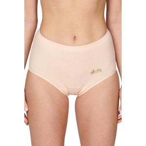 2-pak Julia taille slip met badstof kruisje "Softly" - Hoge Katoenen dames onderbroek - Oma ondergoed  - Huidskleur