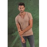 RJ Bodywear The Good Life T-shirts (2-pack) - slim fit heren T-shirts diepe V-hals - beige