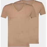 RJ Bodywear The Good Life T-shirts (2-pack) - slim fit heren T-shirts diepe V-hals - beige