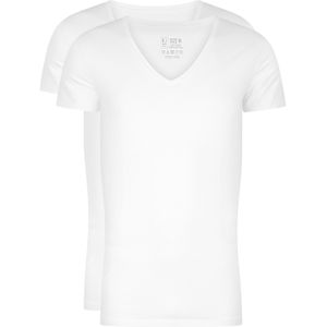 RJ Bodywear Everyday - Nijmegen - 2-pack - stretch T-shirt diepe V-hals - wit