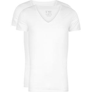 RJ Bodywear Everyday - Nijmegen - 2-pack - stretch T-shirt diepe V-hals - wit
