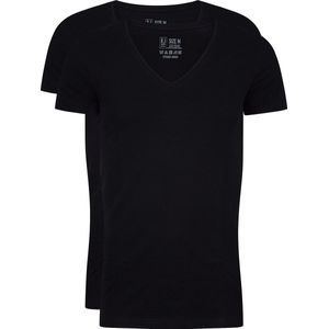 RJ Bodywear Everyday - Nijmegen - 2-pack - stretch T-shirt diepe V-hals - zwart