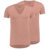 RJ Bodywear Everyday - Nijmegen - 2-pack - stretch T-shirt diepe V-hals - beige