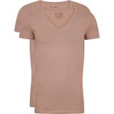 RJ Bodywear Everyday - Nijmegen - 2-pack - stretch T-shirt diepe V-hals - beige
