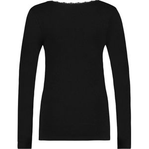 RJ Bodywear Thermo dames shirt lange mouw met kant (1-pack) - zwart
