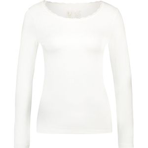 RJ Bodywear Thermo dames shirt lange mouw met kant (1-pack) - wolwit