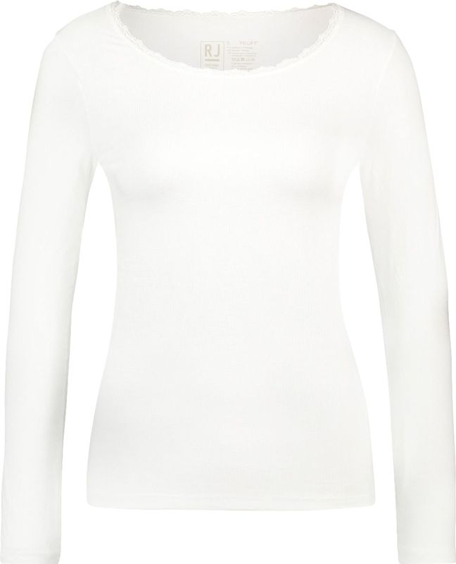 RJ Bodywear Thermo dames shirt lange mouw met kant (1-pack) - wolwit