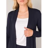 Navy - Vest - Sjaalkraag - Diepe Ronde Hals - Zonder Sluiting